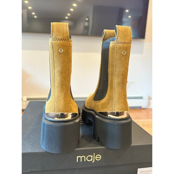 NEW Maje Platform Suede Heeled Chelsea Boots size 40 - Picture 10 of 10